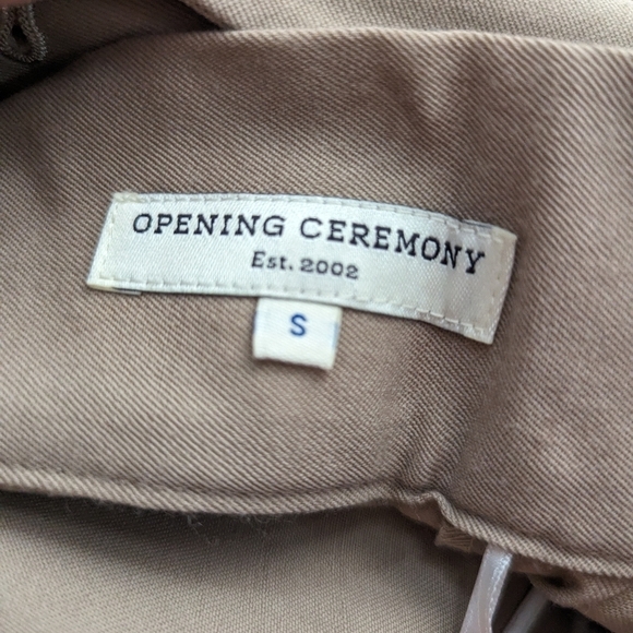 Opening Ceremony Wool Beige Suspender Shorts Overalls Size S High Waist Pockets - Picture 5 of 14